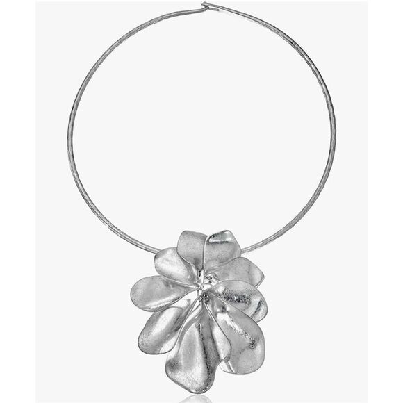 LAST 1 Robert Lee Morris Silver Huge Flower Choker Spectacular Polished Necklace